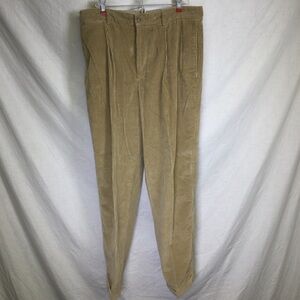 Tommy Hilfiger Mens Tan Corduroy Y2K VTG  Cuff Pleated Pants 34/32